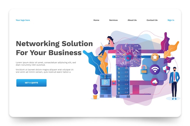 concepts in networking solutions and it illustration landing page
