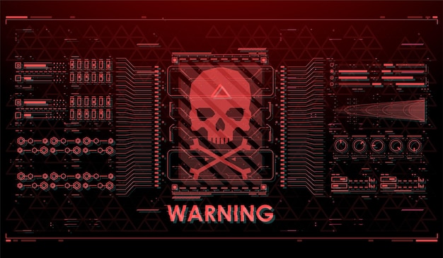 Conceptual Layout with HUD elements for print and web Elements of HUD interface with attention sign Warning