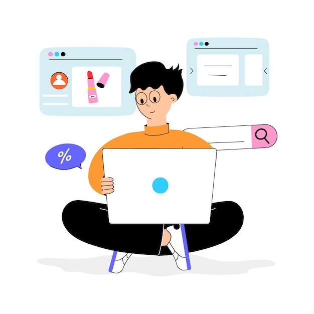 conceptual vector illustration of searching websites