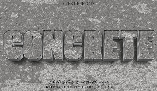 Concrete Vector Text Effect Editable Alphabet Wall Stone Rock Gray Marble Urban Broken Crack