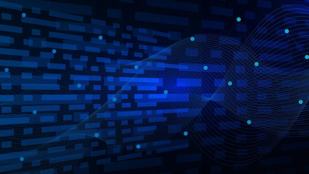 connect dots and lines with wave flow background big data visualization global network connection
