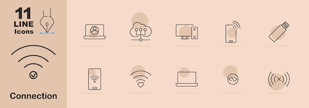 connection set icon user network computer mobile usb wifi technology digital online data internet device wireless communication global multimedia cloud interaction security signal