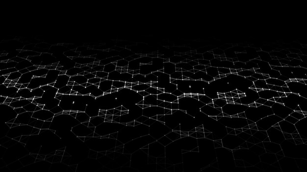Connection to the global network Abstract vector dots and lines on a black background The concept of big data digital technology science and information technology development