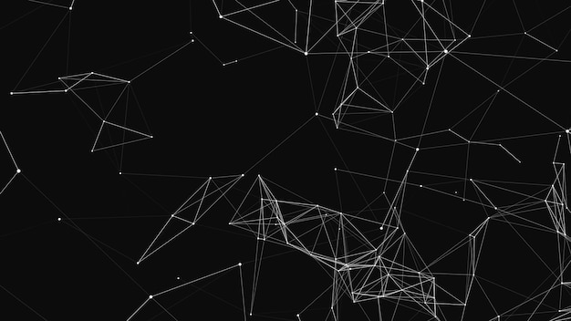 Connection to the global network Abstract vector dots and lines on a black background The concept of big data digital technology science and information technology development