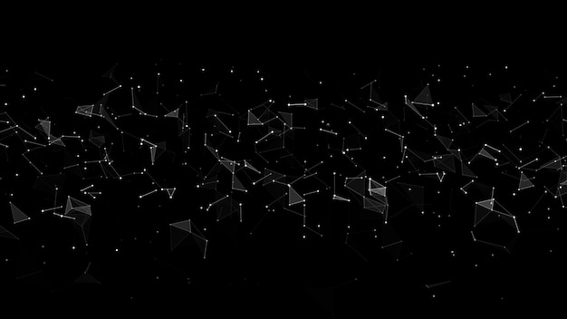 Connection to the global network Abstract vector dots and lines on a black background The concept of big data digital technology science and information technology development