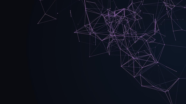 Connection to the global network Abstract vector dots and lines on purple background The concept of big data digital technology science and information technology development