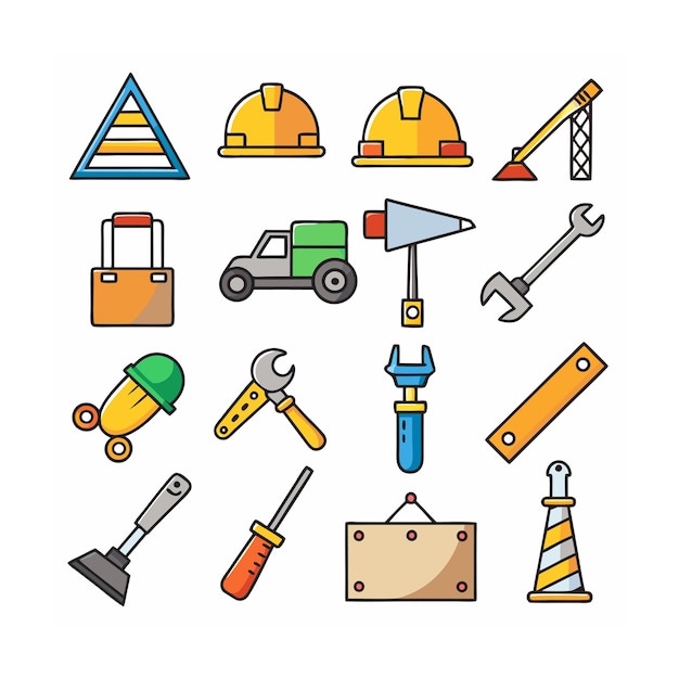construction and tools icon set vector illustration