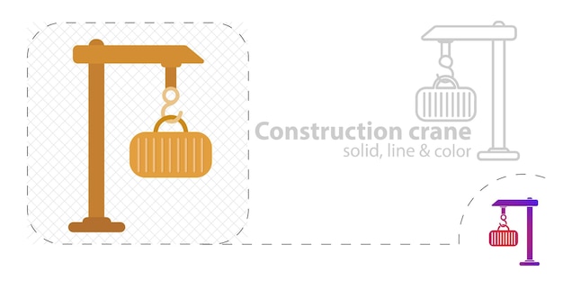Construction Crane isolated flat illustration Construction Crane line icon