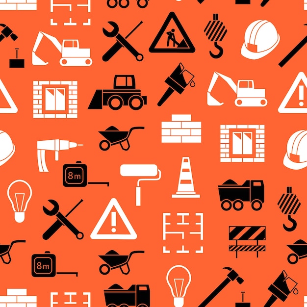 Construction Seamless Pattern Background Vector