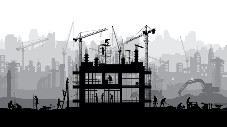 Vector construction silhouette vector background labour day background