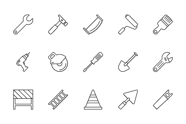 Construction Tools Icon Elements Set