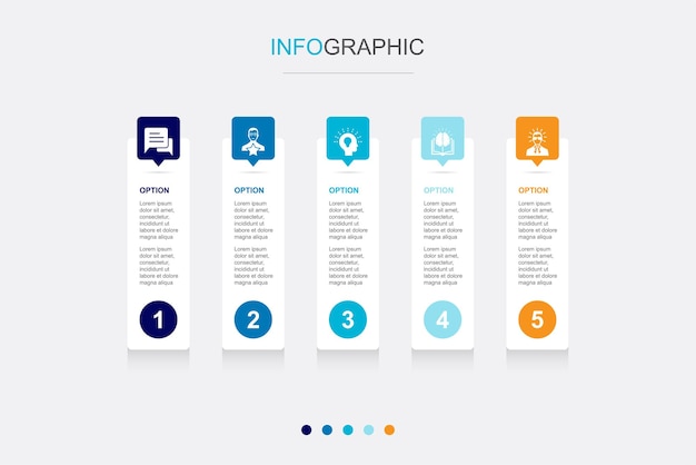 consulting expert potential knowledge professional icons infographic design template creative concept with 5 steps
