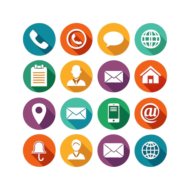 contact us icon set collection vector illustration for websites and mobile applications