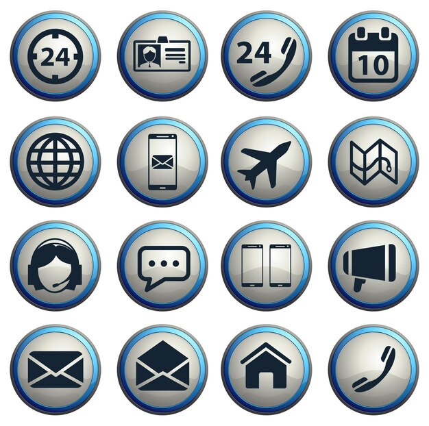 Contacts dark icons on gray round buttons