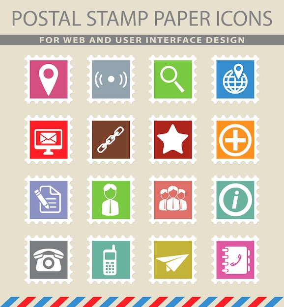 Contacts symbols on mail paper icons