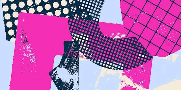 Contemporary abstract print header background pattern with different shapes and textures Vector