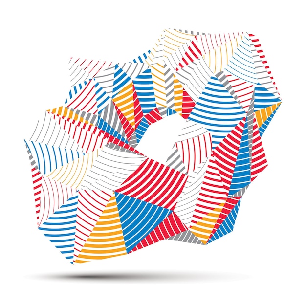 Contemporary technology bright stylish architectural construction, abstract vector 3d colorful striped figure.