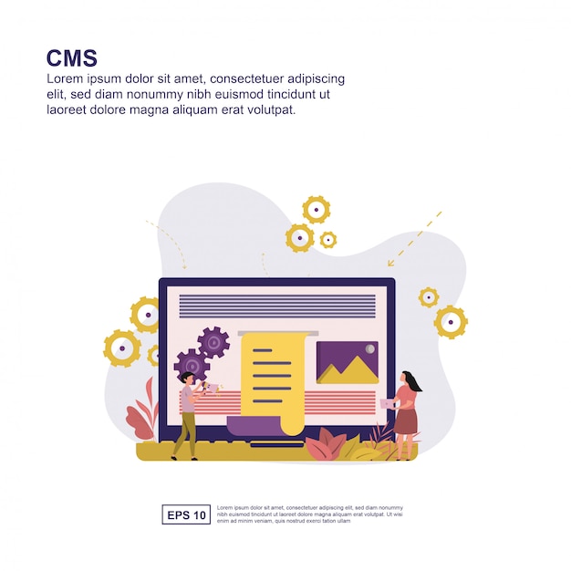 Content management system concept flat design for presentation.