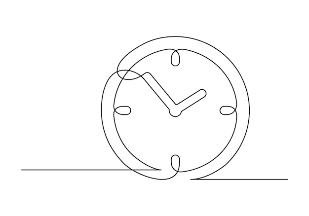 continuous drawing of one line of an clock