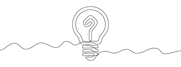 continuous editable line drawing of light bulb light bulb icon in one line