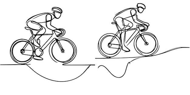 continuous line collection of cycling athletes