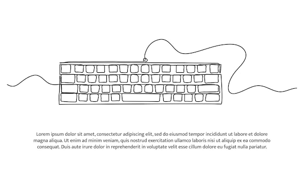 Continuous line design of keyboard Computer device symbol design concept Decorative elements drawn on a white background