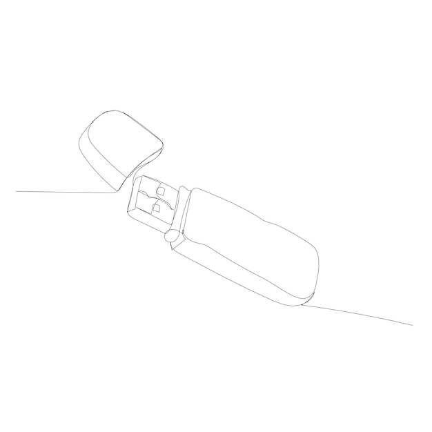 Continuous line drawing of a flash drive