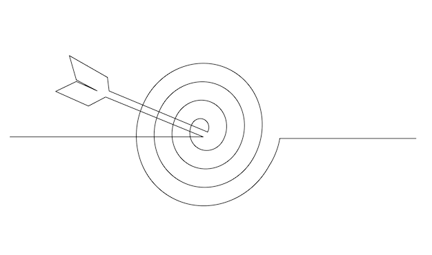 Continuous line drawing of arrow in center of target design