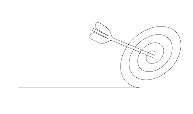 Continuous line drawing of arrow in center of target design