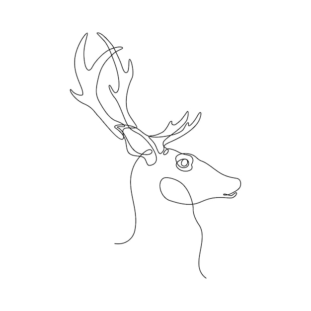 continuous line drawing of deer logo concept tattoo vector illustration
