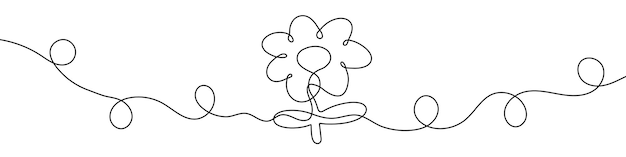Continuous line drawing of flower Single line plant icon