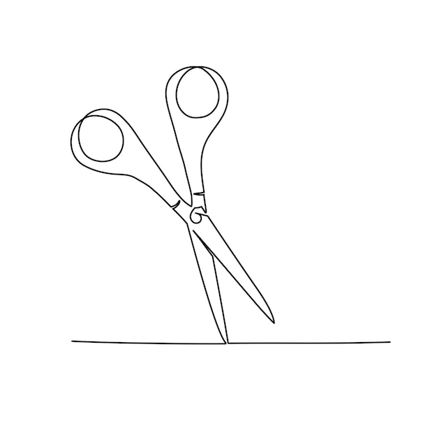 continuous line drawing of scissors vector illustration