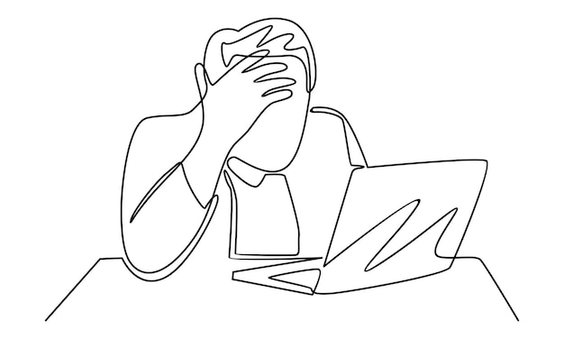 Continuous line of stressful businessman illustration