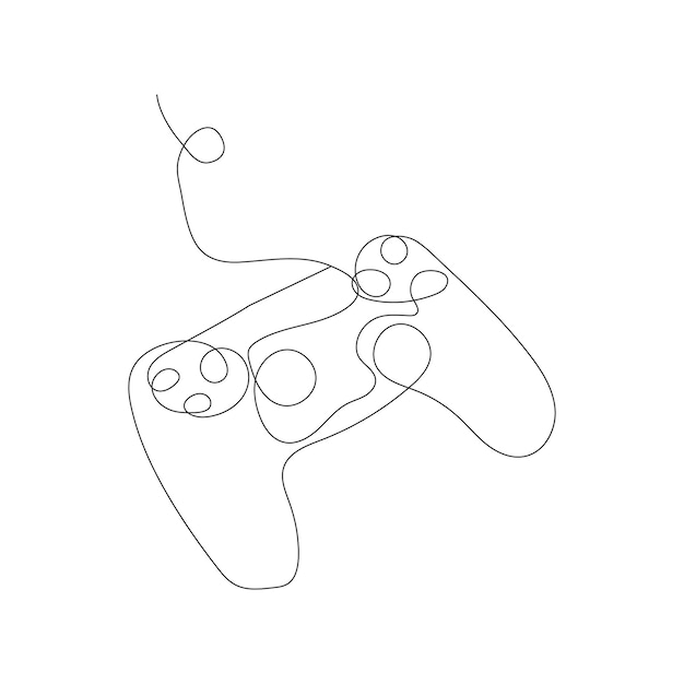 continuous one line art hand drawing of game controller vector illustration