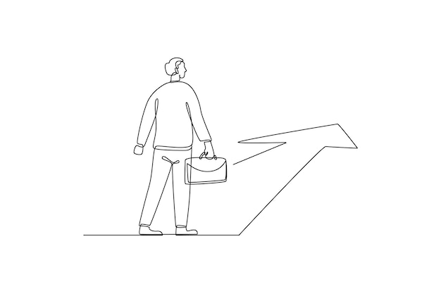 Continuous one line drawing Change job or career Improvement or progression concept Doodle vector