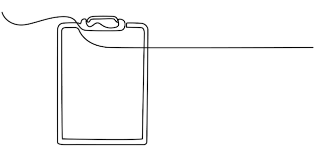 Continuous one line drawing clipboard in doctor Doctor takes notes in clipboard Medical report