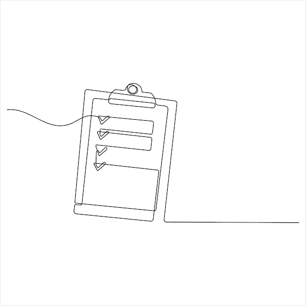 continuous one line drawing clipboard with checklist minimalist vector illustration