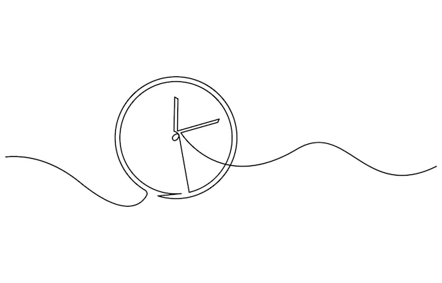 continuous one line drawing clock icon alarm clock continuous one line