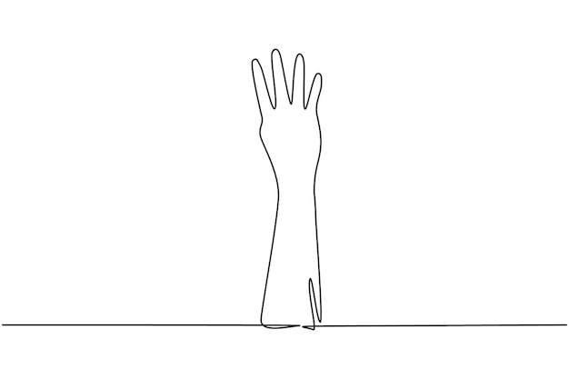 continuous one line drawing hand count number four learn to count numbers nonverbal symbols vector