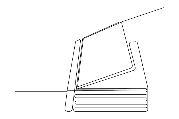 Continuous one line drawing of a book icon outline vector illustration
