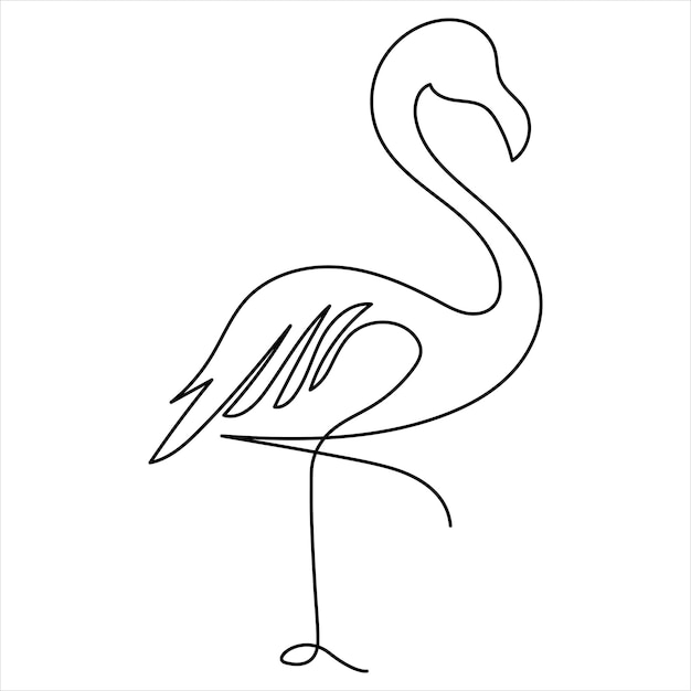 Continuous one line drawing of heron bird vector illustration