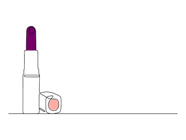 continuous one line drawing of lipstick icons set minimal design make up print cosmetic banner
