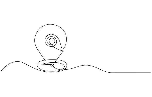 Continuous one line drawing of path and Location pointers Simple pins on way between two points