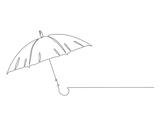 Continuous one line drawing of umbrella One line drawing illustration of opened umbrella Waterproof thing concept single line Editable outline
