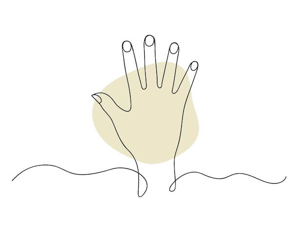 continuous one line drawing palm hand isolated vector illustration