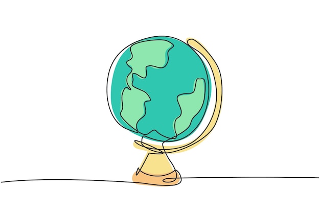 continuous one line drawing round world globe map back to school hand drawn minimalism concept