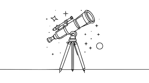 Continuous one line drawing School Telescope icon Vector illustration
