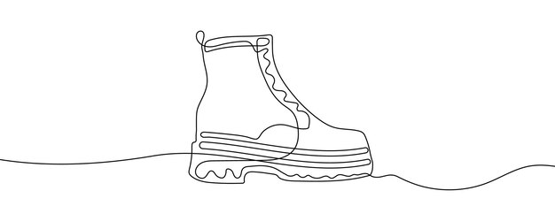 Continuous one line drawing silhouette of boots The boots linear icon