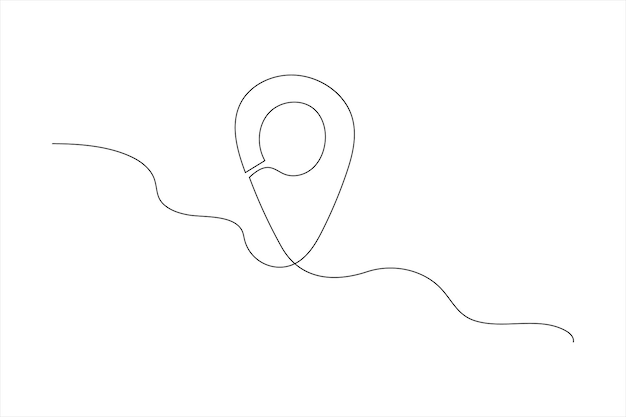 Continuous one line google map point and location outline vector art illustration