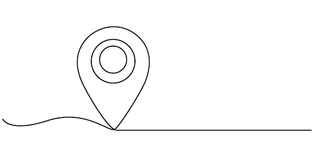 continuous one line google map point route directions and location outline vector art illustration